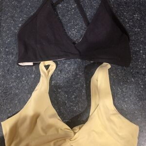 Women's Black and Yellow Intimates Set
